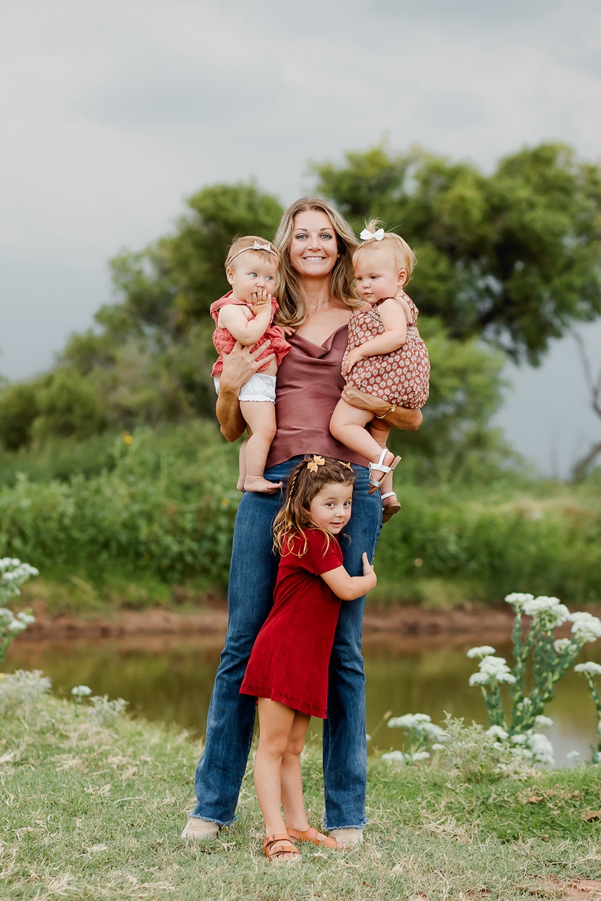 Anna with her three nieces outdoors